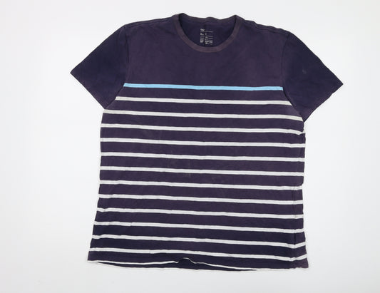 Gap Men's Blue Striped Short Sleeve T-Shirt L