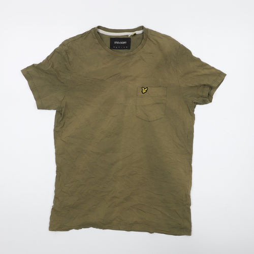Lyle & Scott Men's Green Crew Neck T-Shirt, Size M