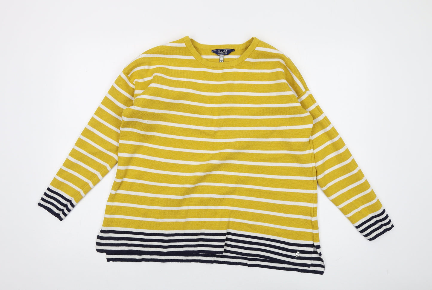 Joules Women's Yellow Striped Jumper, Size 12