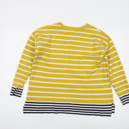 Joules Women's Yellow Striped Jumper, Size 12