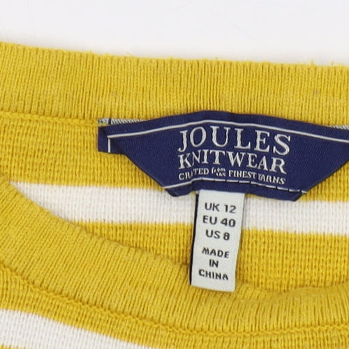 Joules Women's Yellow Striped Jumper, Size 12