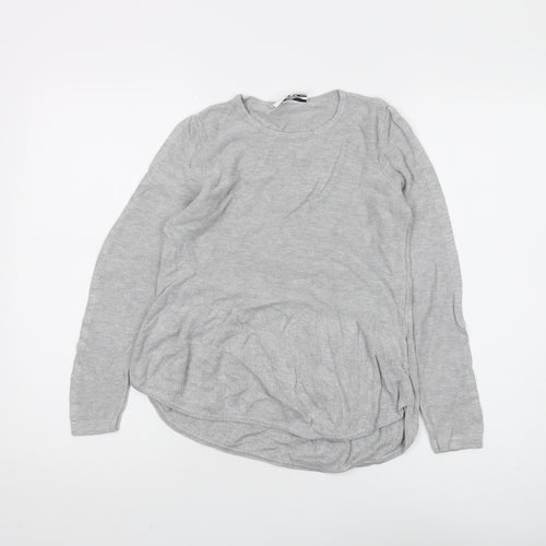 DECJUBA KIDS Girls Grey Long Sleeve Crew Neck T-Shirt