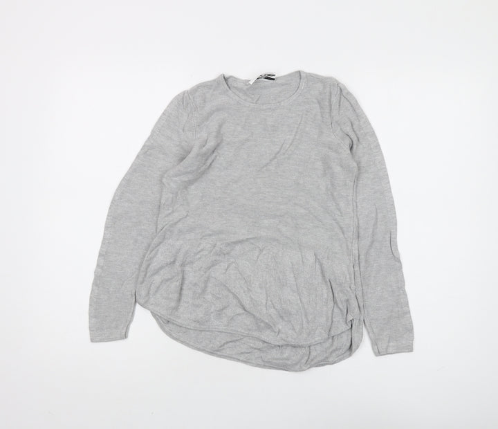 DECJUBA KIDS Girls Grey Long Sleeve Crew Neck T-Shirt