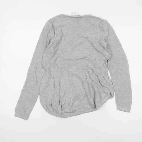 DECJUBA KIDS Girls Grey Long Sleeve Crew Neck T-Shirt