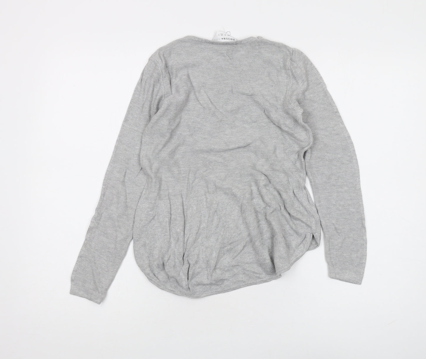 DECJUBA KIDS Girls Grey Long Sleeve Crew Neck T-Shirt