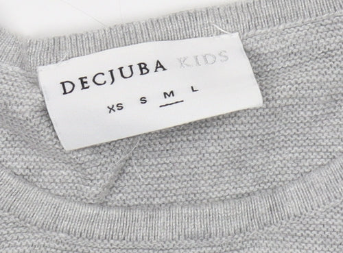 DECJUBA KIDS Girls Grey Long Sleeve Crew Neck T-Shirt
