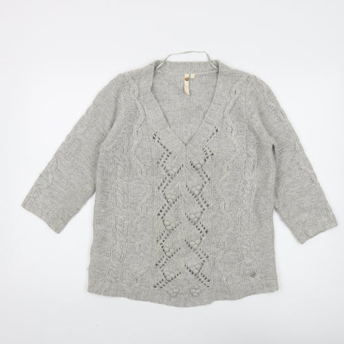 White Stuff Women’s Grey Cable-Knit Jumper Size 12