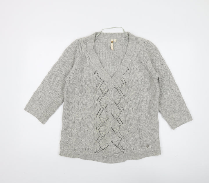 White Stuff Women’s Grey Cable-Knit Jumper Size 12