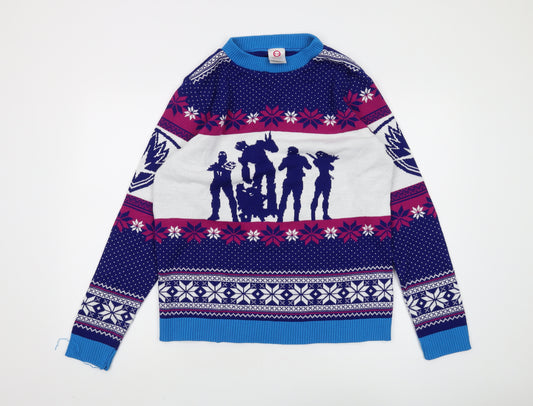 Numskull Men Blue Christmas Comics Knit Jumper L