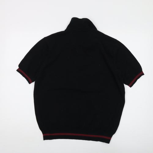 Fred Perry Men's Black XL Henley Short Sleeve Jumper