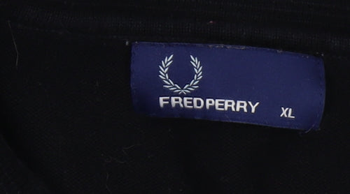 Fred Perry Men's Black XL Henley Short Sleeve Jumper