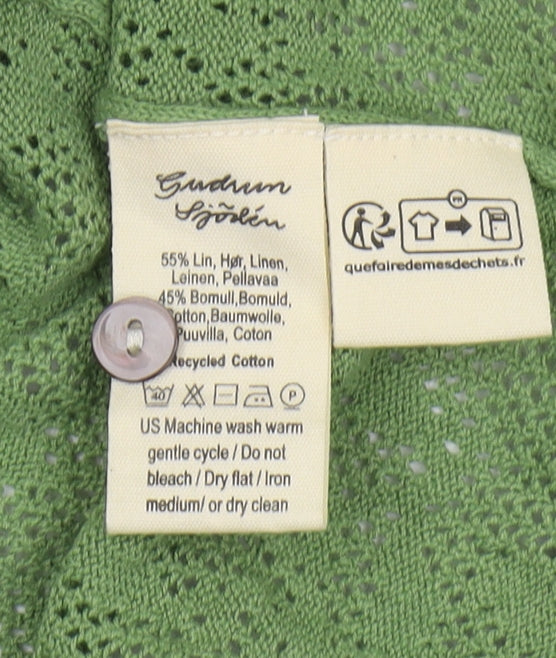 Gudrun Sjödén Women's Green Floral Cardigan XL