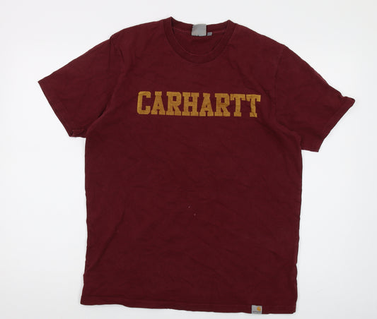 Carhartt Men's Red Logo Crew Neck T-Shirt, Medium