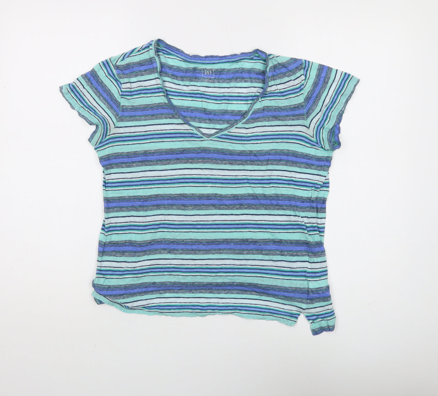 Gap Women's Multicoloured Striped Linen T-Shirt