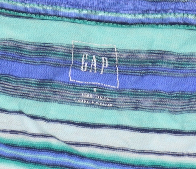 Gap Women's Multicoloured Striped Linen T-Shirt