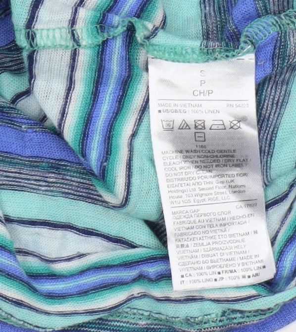 Gap Women's Multicoloured Striped Linen T-Shirt