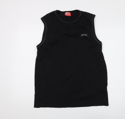 Slazenger Men's Sleeveless Black T-Shirt, L, Logo Accent