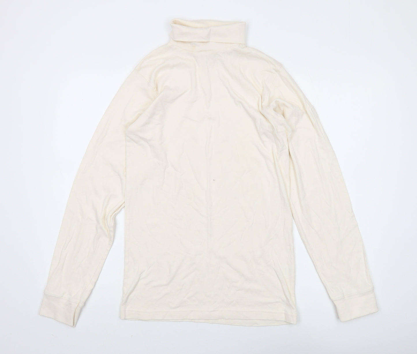 Cotton Traders Men’s Ivory Roll Neck T-Shirt M