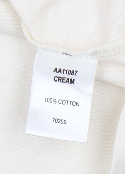 Cotton Traders Men’s Ivory Roll Neck T-Shirt M