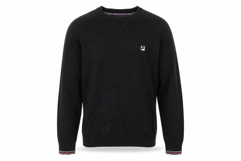 Front view of Fila Men's Black jumper, size M, Crew Neck
