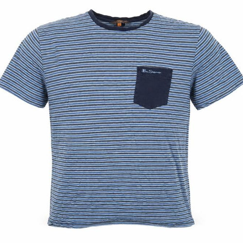 Ben Sherman Men's Blue Striped T-shirt, size Large.