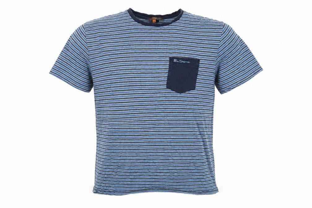 Ben Sherman Men's Blue Striped T-shirt, size Large.