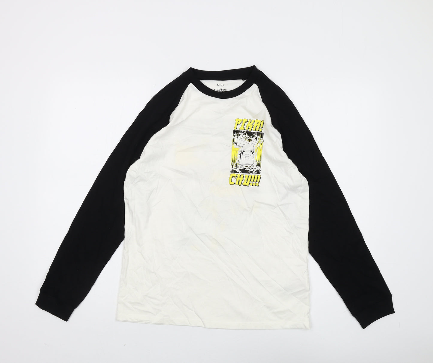 Marks and Spencer Boys Pokémon White Black T-Shirt 13-14 Years