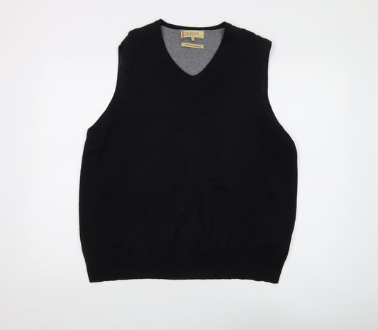 Collezione Men's Black Cotton Cashmere Vest L