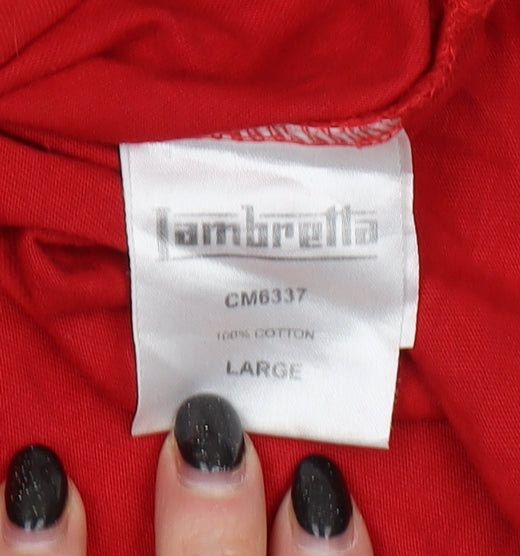 Lambretta Men's Red Polo Large Short Sleeve Cotton