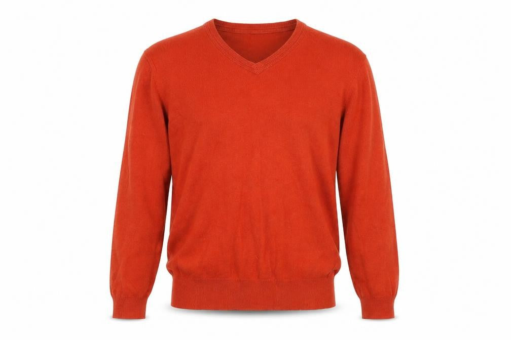 Front view of Gap Men's Orange Cotton V-Neck jumper M