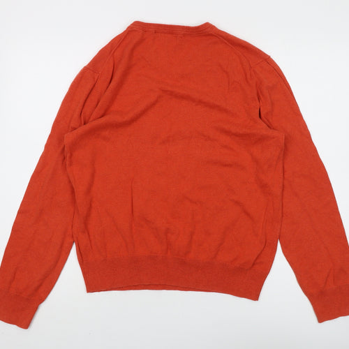 Gap Men's Orange Cotton V-Neck Pullover Jumper M