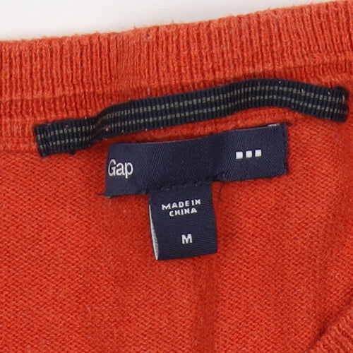 Gap Men's Orange Cotton V-Neck Pullover Jumper M