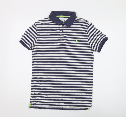 Jack Wills Men's Blue Striped Polo Shirt S