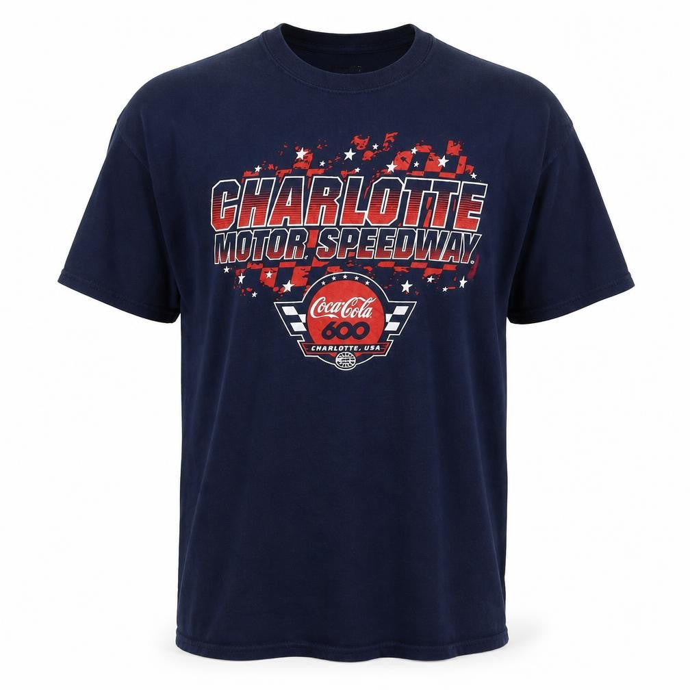 Front view of NASCAR Men's Blue Medium Graphic Print T-Shirt