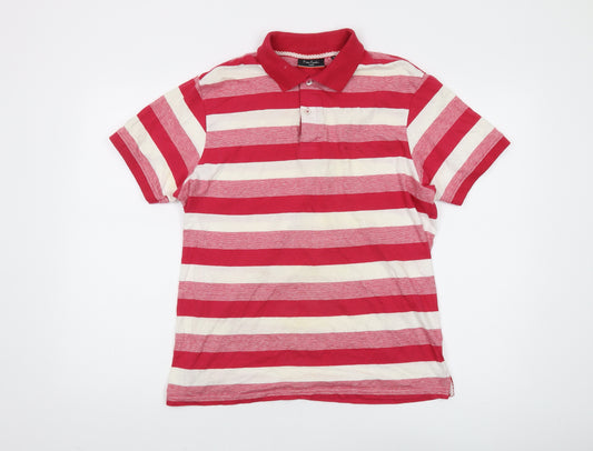 Pierre Cardin Men's Red Striped Polo M Short Sleeve