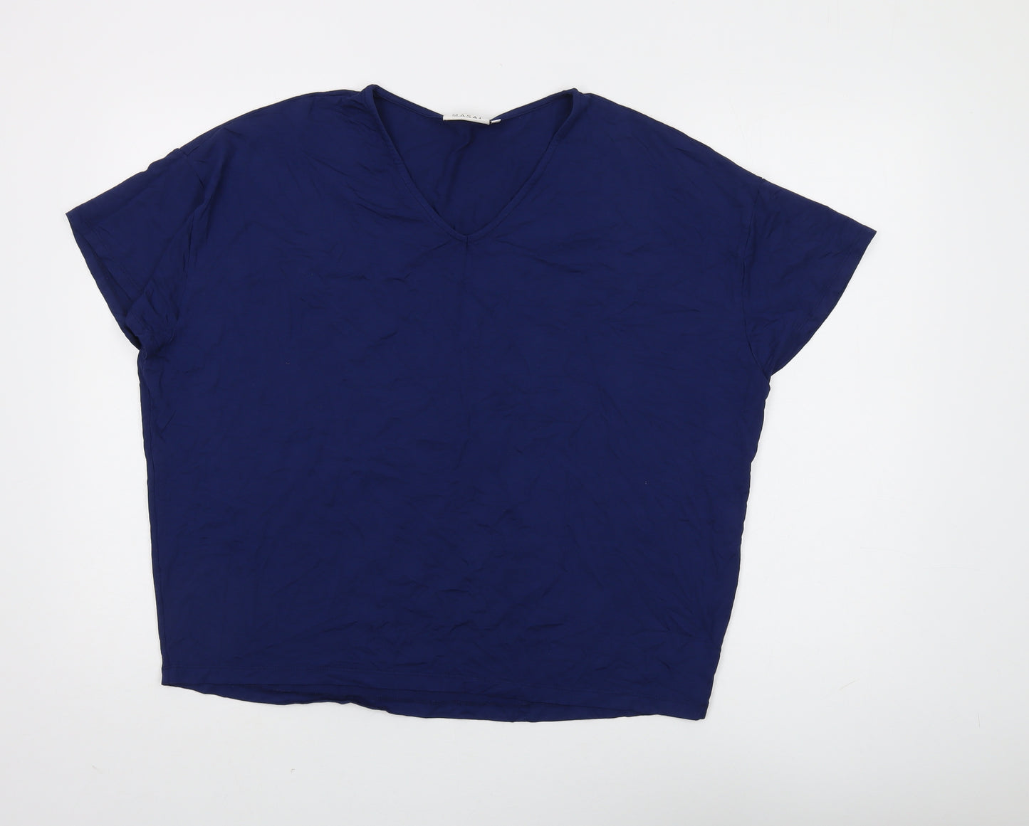 MASAI Women's Blue V-Neck T-Shirt L