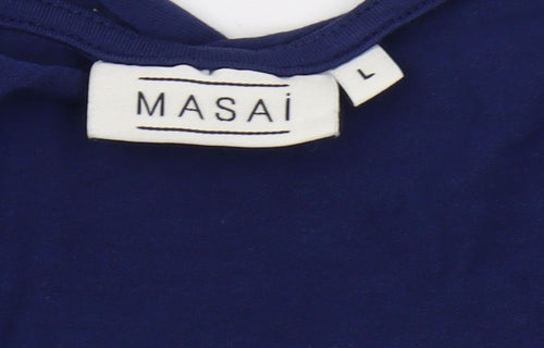 MASAI Women's Blue V-Neck T-Shirt L