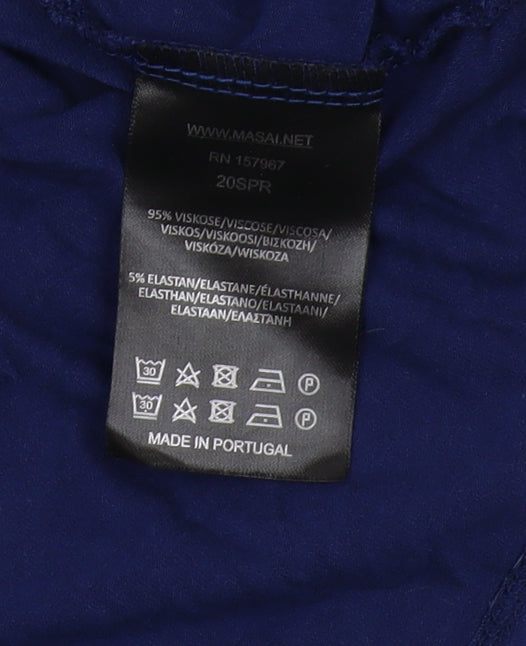 MASAI Women's Blue V-Neck T-Shirt L