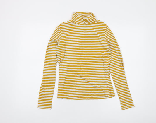 Monki Women's Yellow Striped High Neck T-Shirt