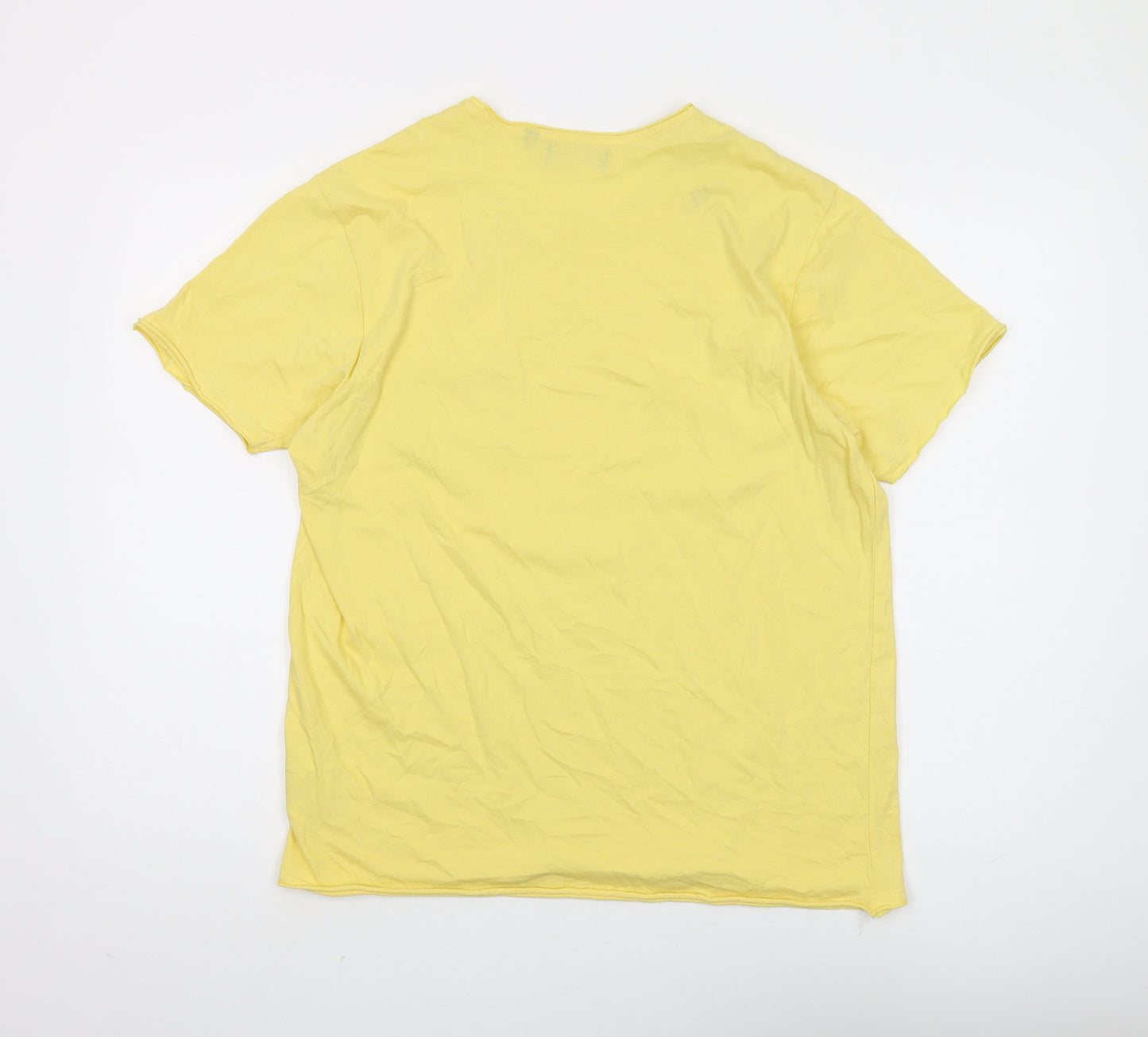 Brave Soul Men's Yellow Cotton T-Shirt, Size L
