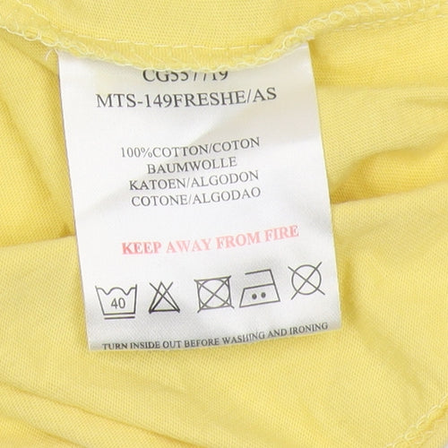 Brave Soul Men's Yellow Cotton T-Shirt, Size L