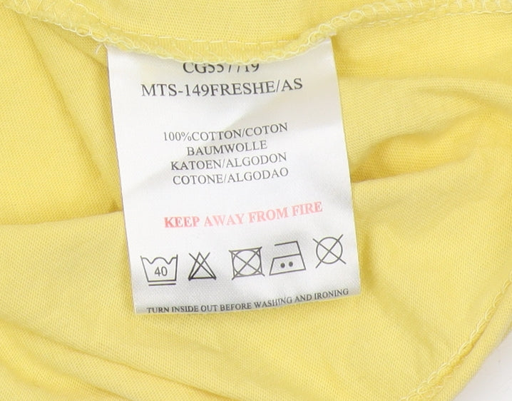 Brave Soul Men's Yellow Cotton T-Shirt, Size L