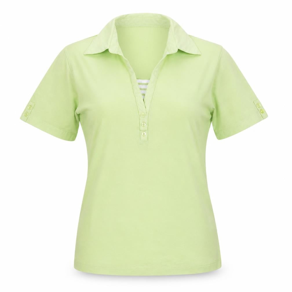 First Avenue Women's Green Polo Shirt, Size S, Cotton Blend