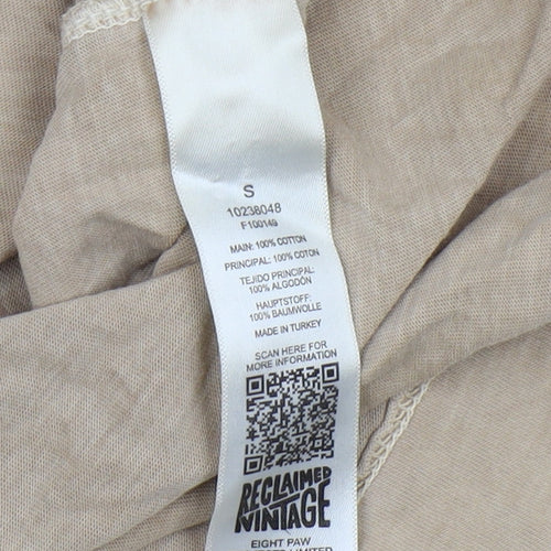 Reclaimed Vintage Mens Beige Crew Neck T-Shirt S