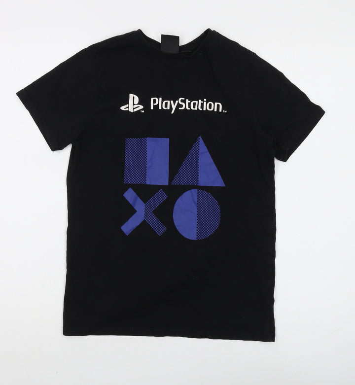 Boys Black PlayStation Graphic T-Shirt, Size 11-12 Years, Cotton