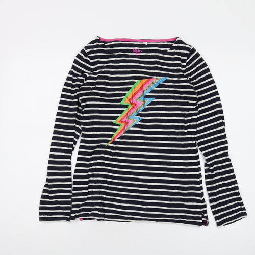 Boden Women’s Black Striped Cotton T-Shirt, Size 6