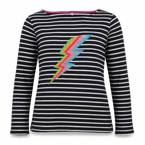 Boden Women’s Black Striped Cotton T-Shirt, Size 6