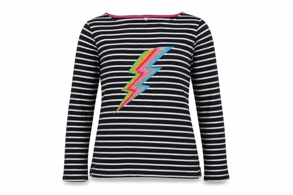 Boden Women’s Black Striped Cotton T-Shirt, Size 6