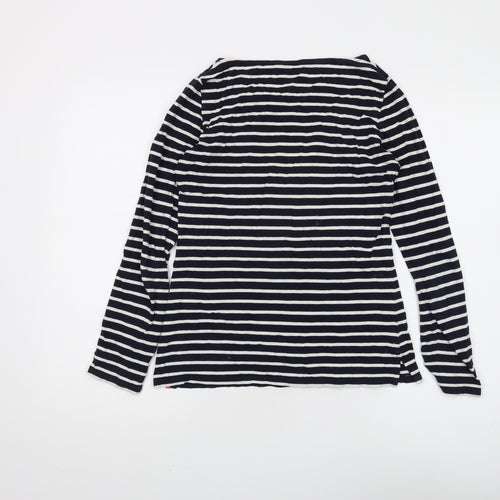 Boden Women’s Black Striped Cotton T-Shirt, Size 6