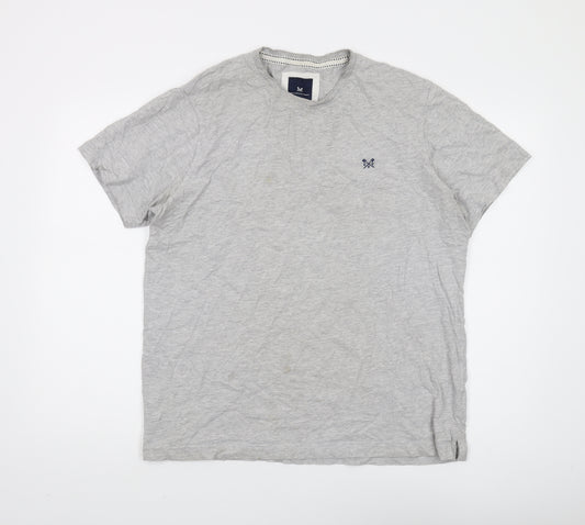 Crew Clothing Men Grey T-Shirt L, Short Sleeve, Logo Accent